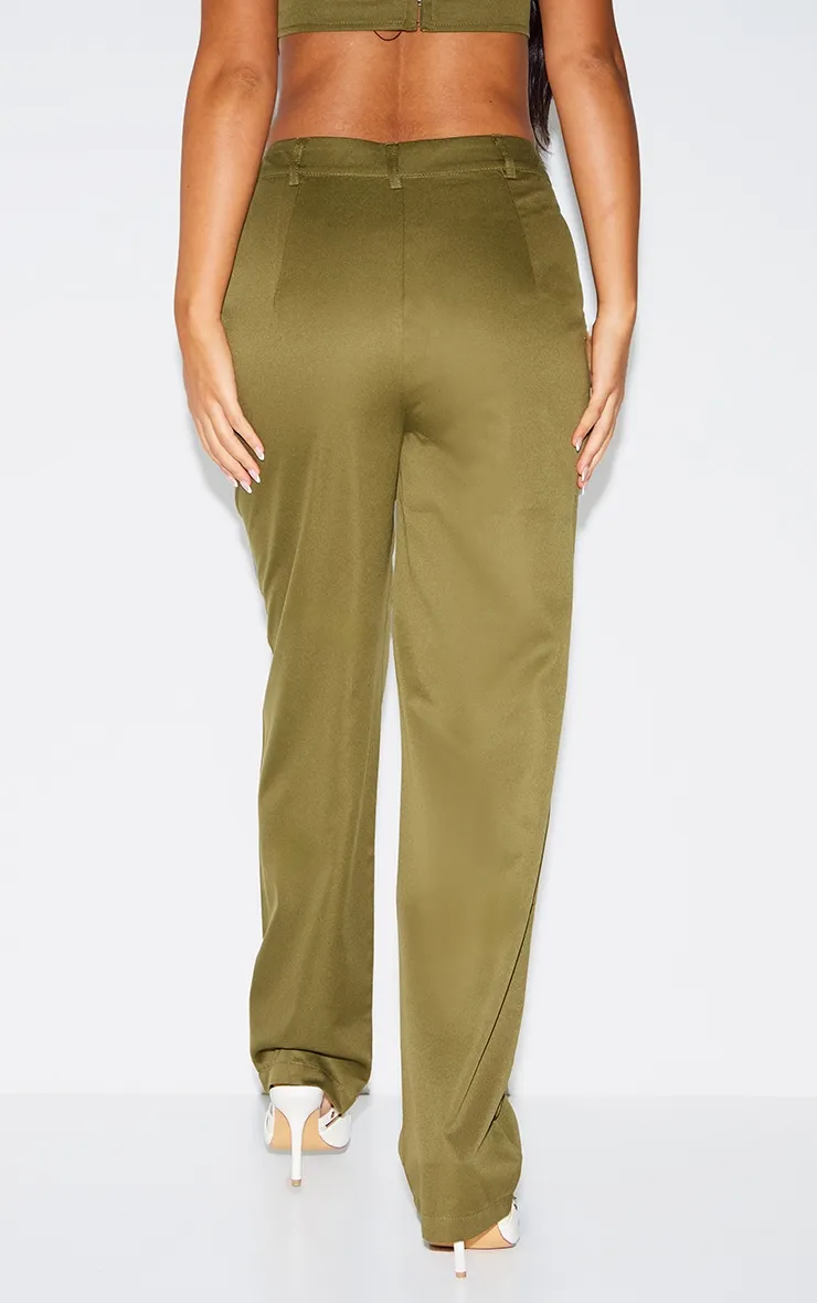 Petite Pantalon de tailleur droit vert olive