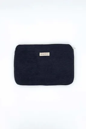 Pochette ordinateur 14" - Velours côtelé noir - Monsieur Basil