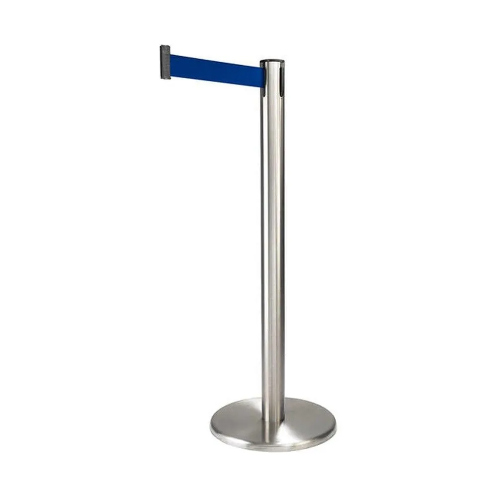 Poteau de balisage inox à sangle bleu 'guide 45' - 230 cm