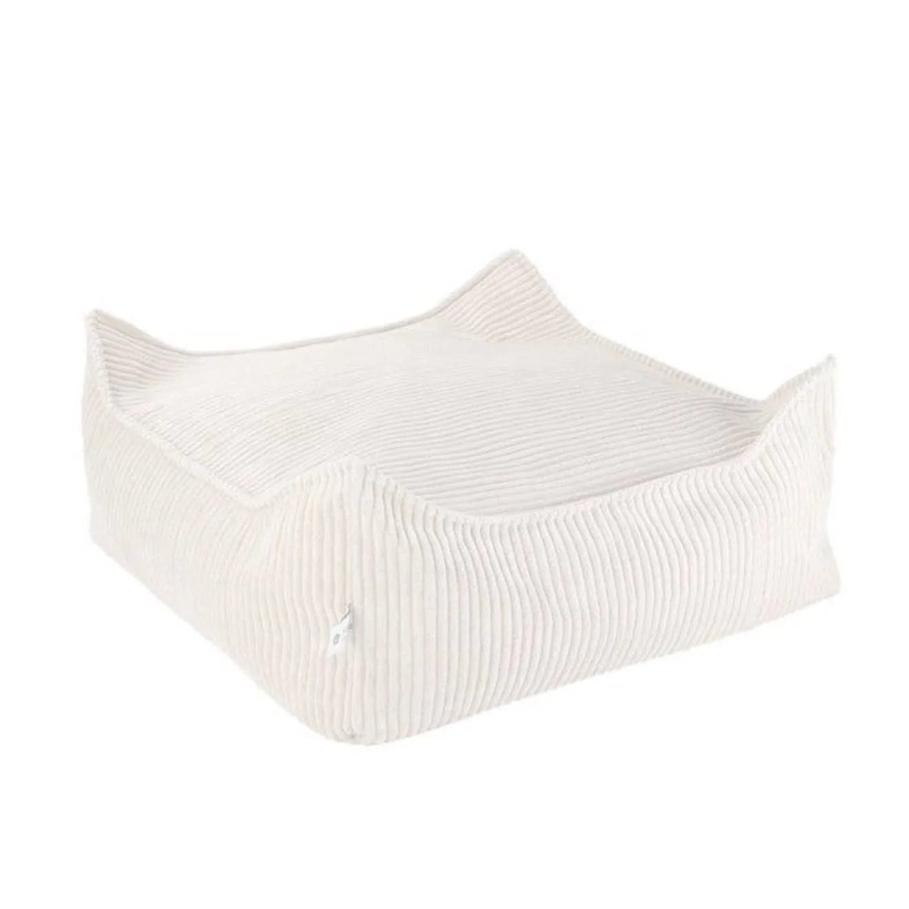 Pouf enfant carré velours côtelé OTTO MARSHMALLOW blanc - 