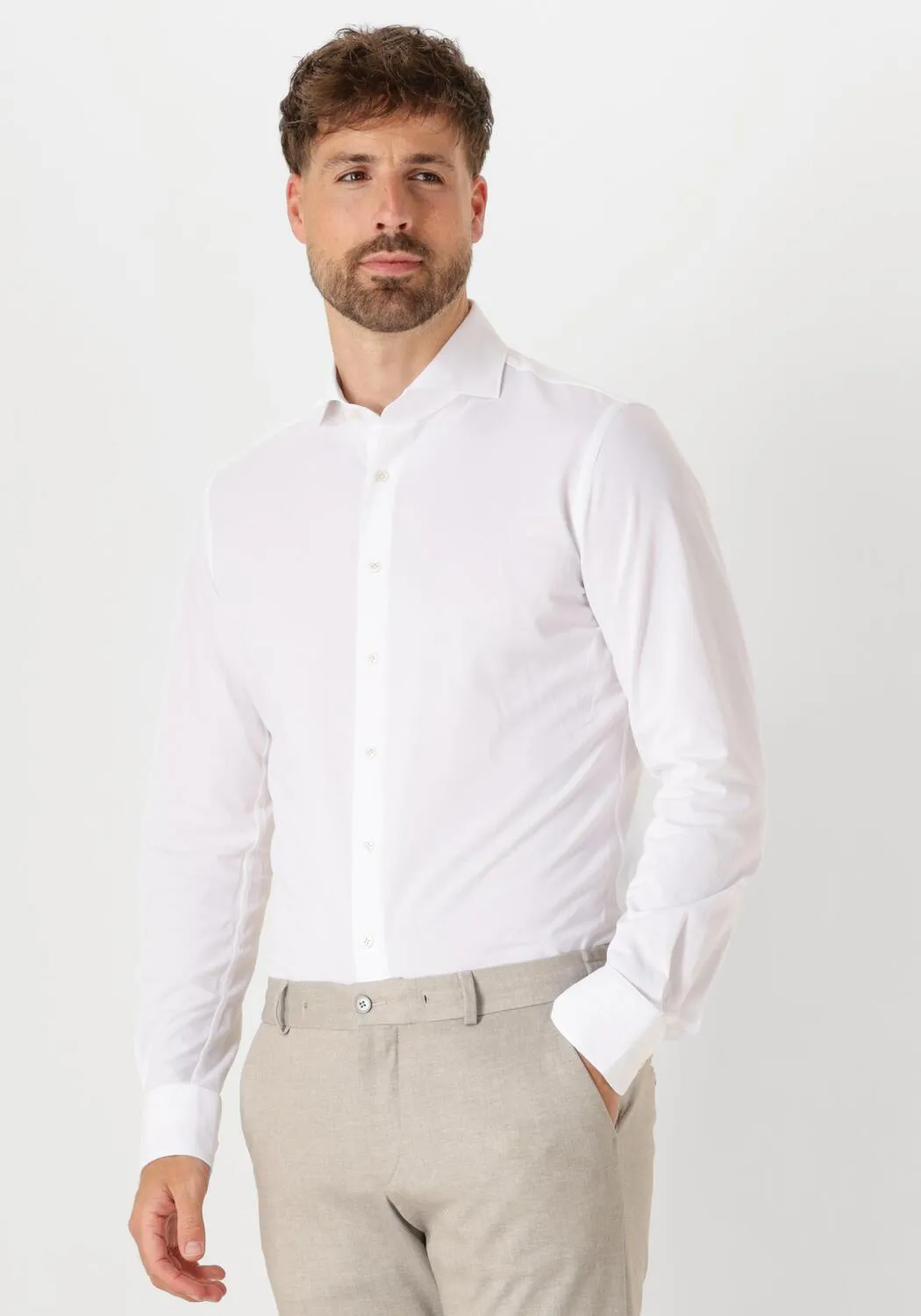 profuomo chemise classique shirt x-cutaway japanese knitted en blanc