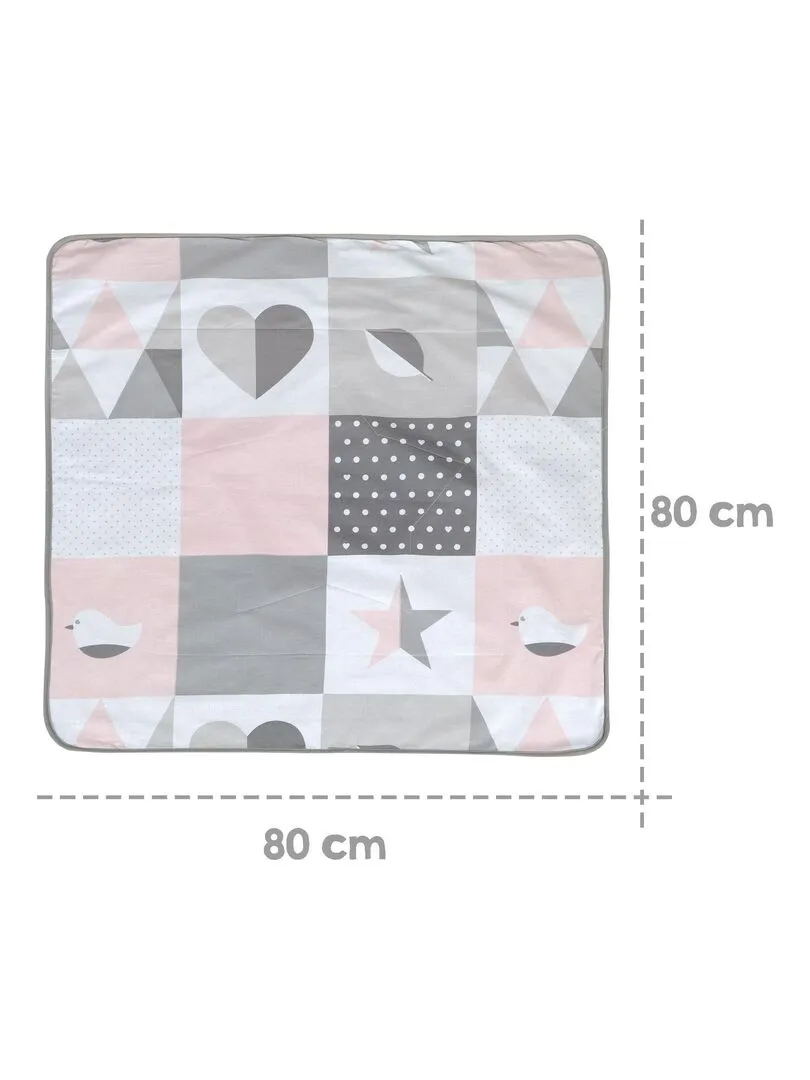 ROBA Couverture de Bébé "Happy Patch" - 80 x 80 cm - Rose / Gris - Rose