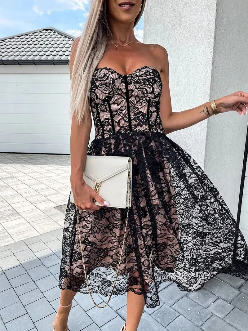 Robe Fleurie Bustier avec Armature