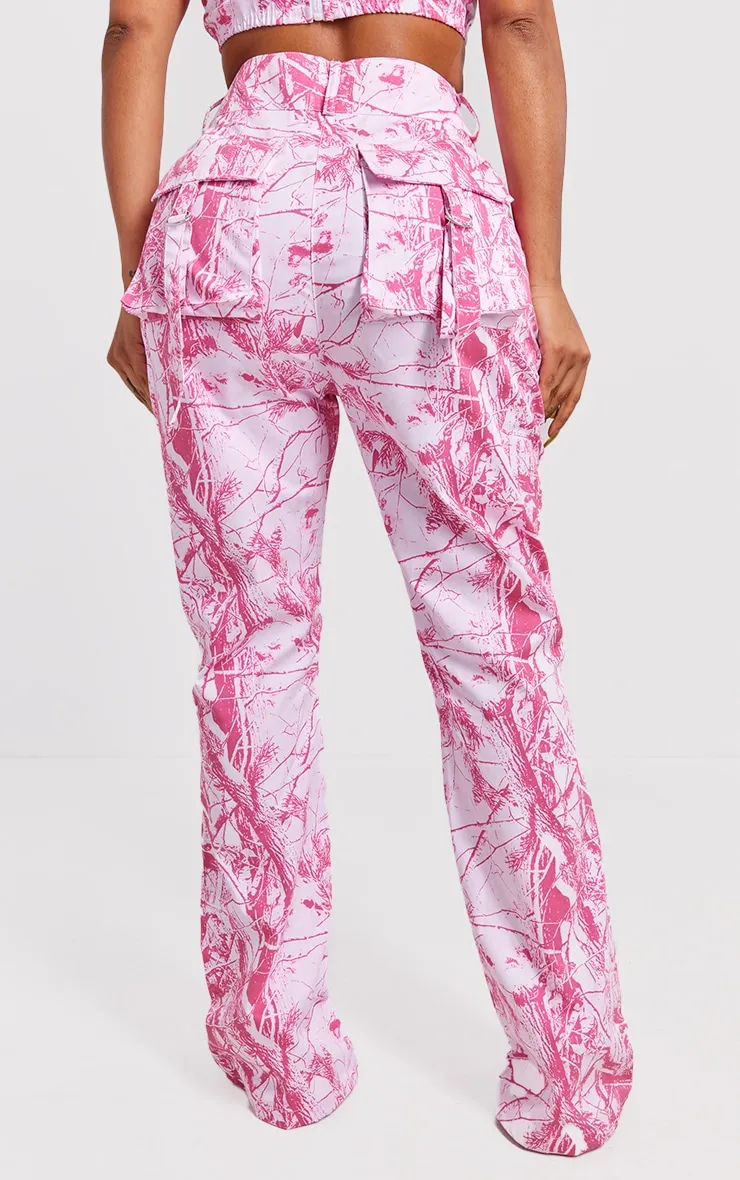 Shape Pantalon cargo imprimé camouflage rose vif à détail ceinture et poches