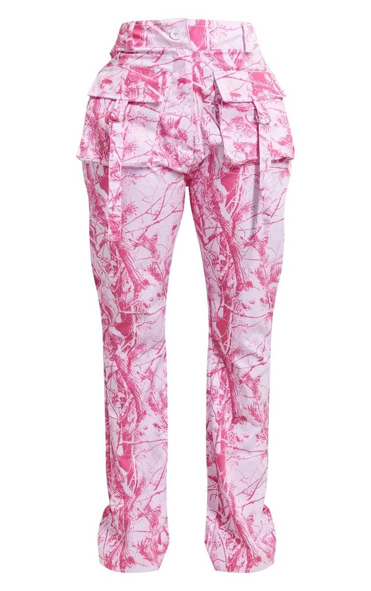 Shape Pantalon cargo imprimé camouflage rose vif à détail ceinture et poches