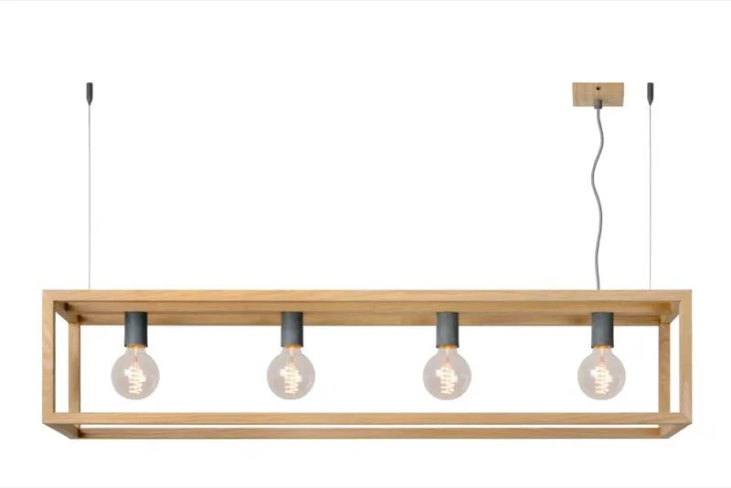 Suspension 4 lampes design Lucide Oris Beige Métal