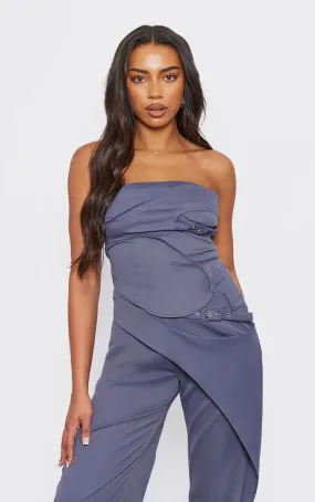 Tall Top bustier de tailleur gris anthracite à détail boucle