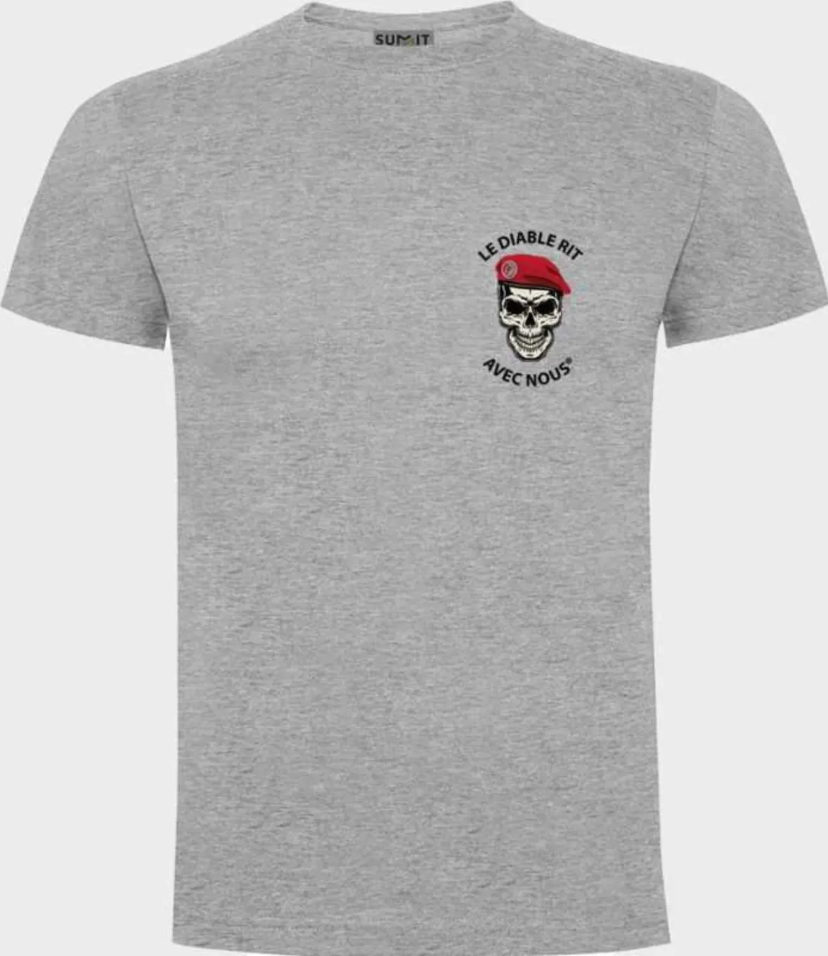 Tee-shirt gris chiné avec logo Le diable rit avec nous Metro côté coeur - Army Design