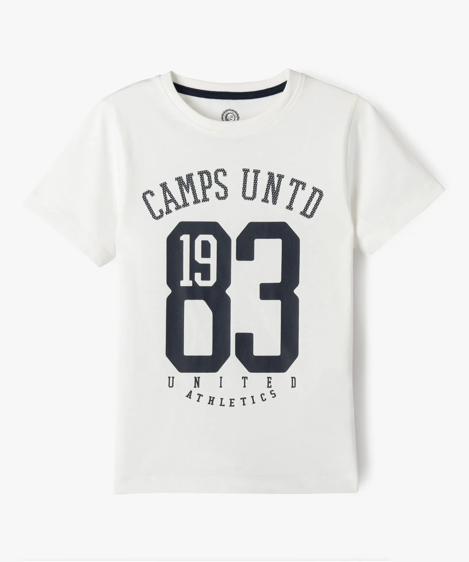 tee-shirt manches courtes en coton imprime garcon - camps united beige tee-shirts