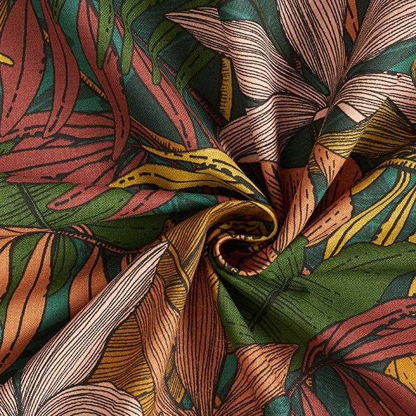 Tissu de décoration Semi-panama jungle – vert foncé