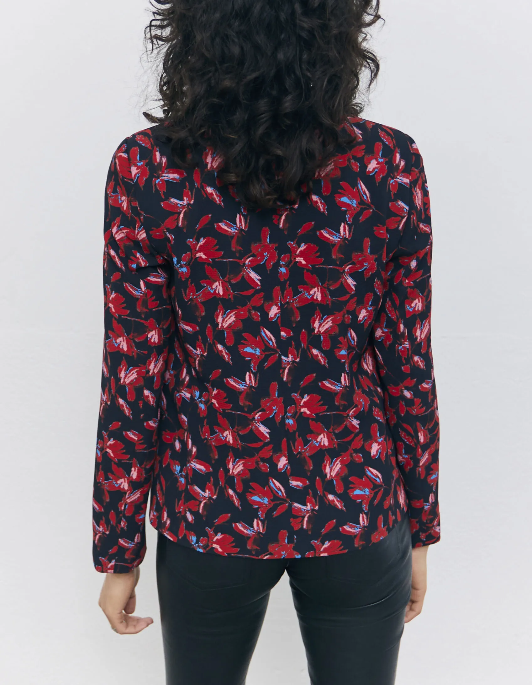 Veste de tailleur rouge imprimé floral rock Femme