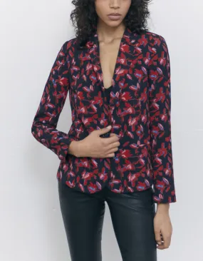 Veste de tailleur rouge imprimé floral rock Femme